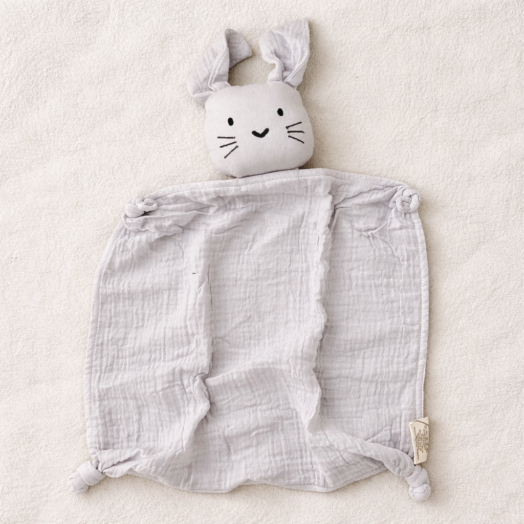 Small Organic Cotton Muslin Bunny Lovey Blanket