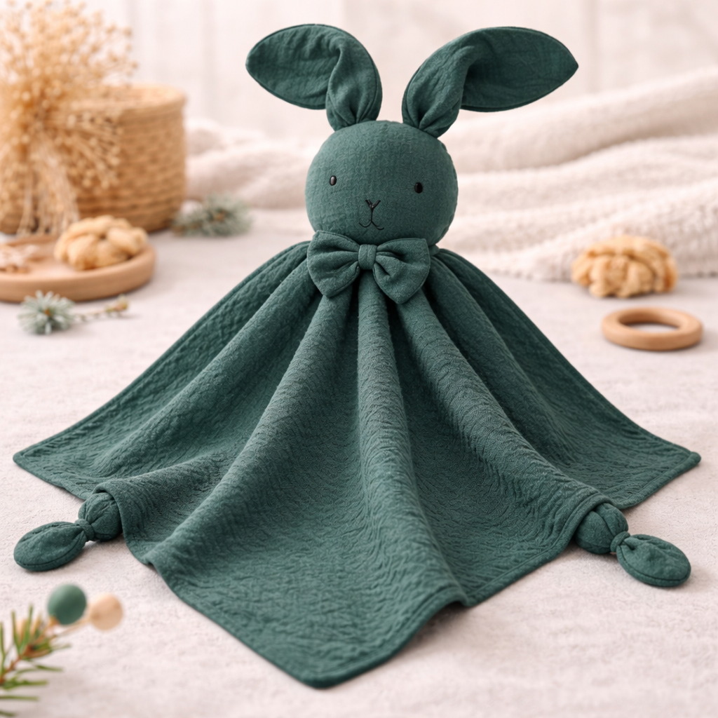 Large Organic Cotton Muslin Bunny Lovey Blanket