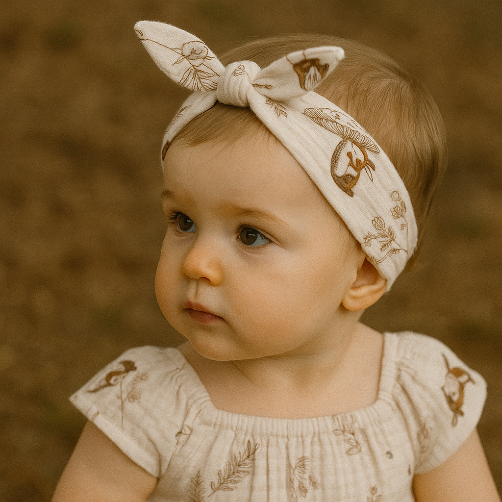 Organic Cotton Headband Mushroom Meadow