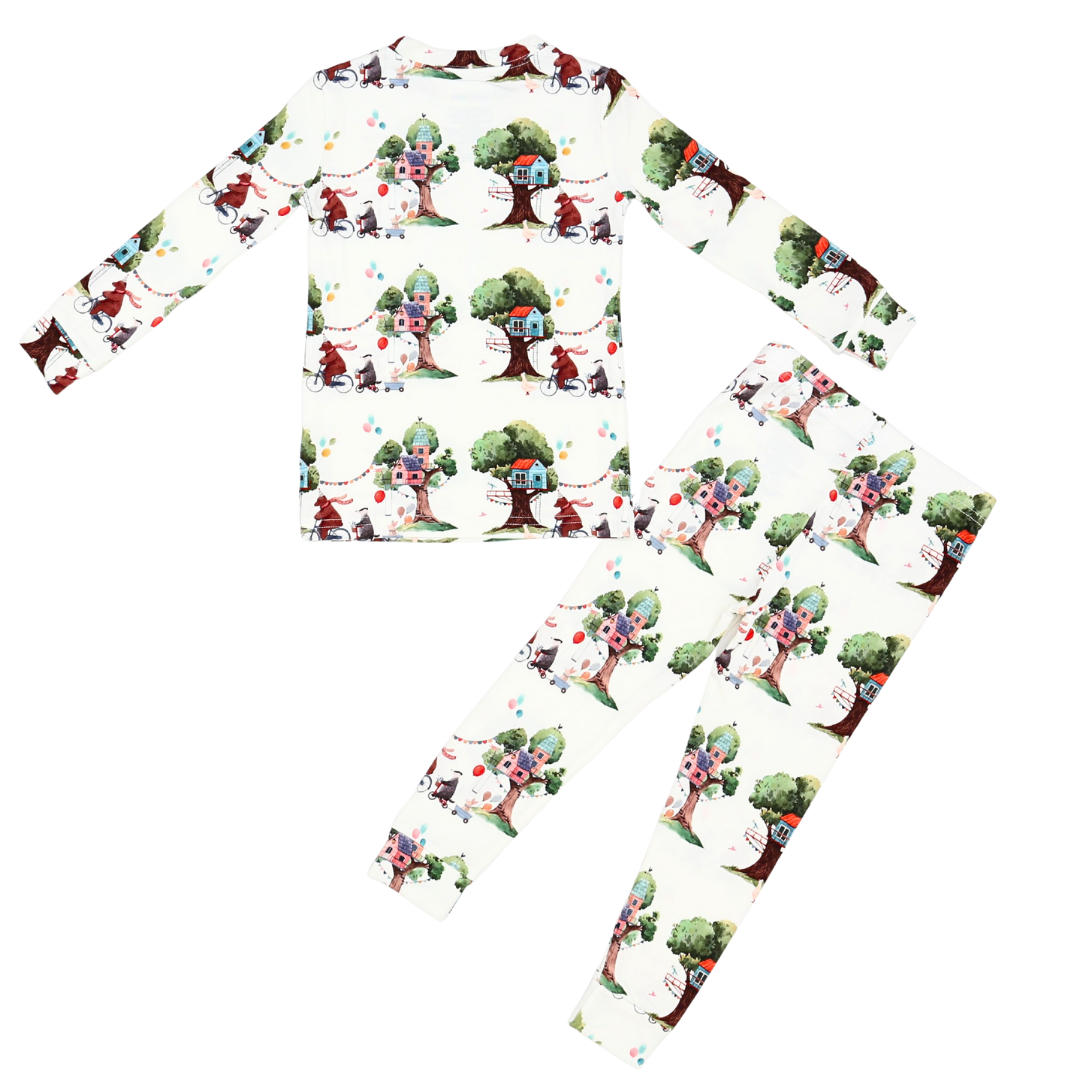 Children's pajama set with a fairy tale design on a white background