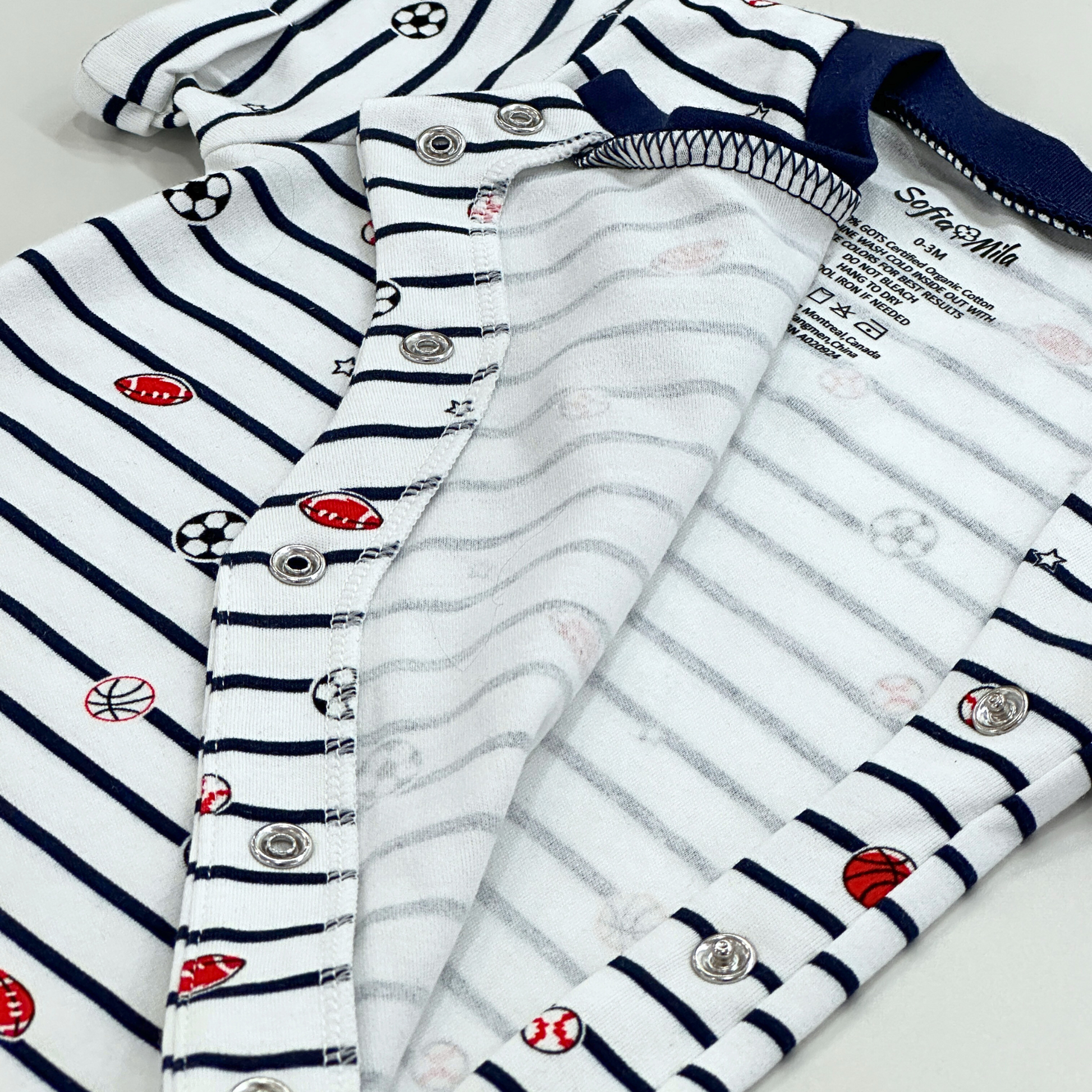 Organic Cotton Short Sleeve One-Piece Sports Print - SofiaMila