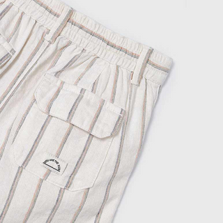White Striped Linen Shorts