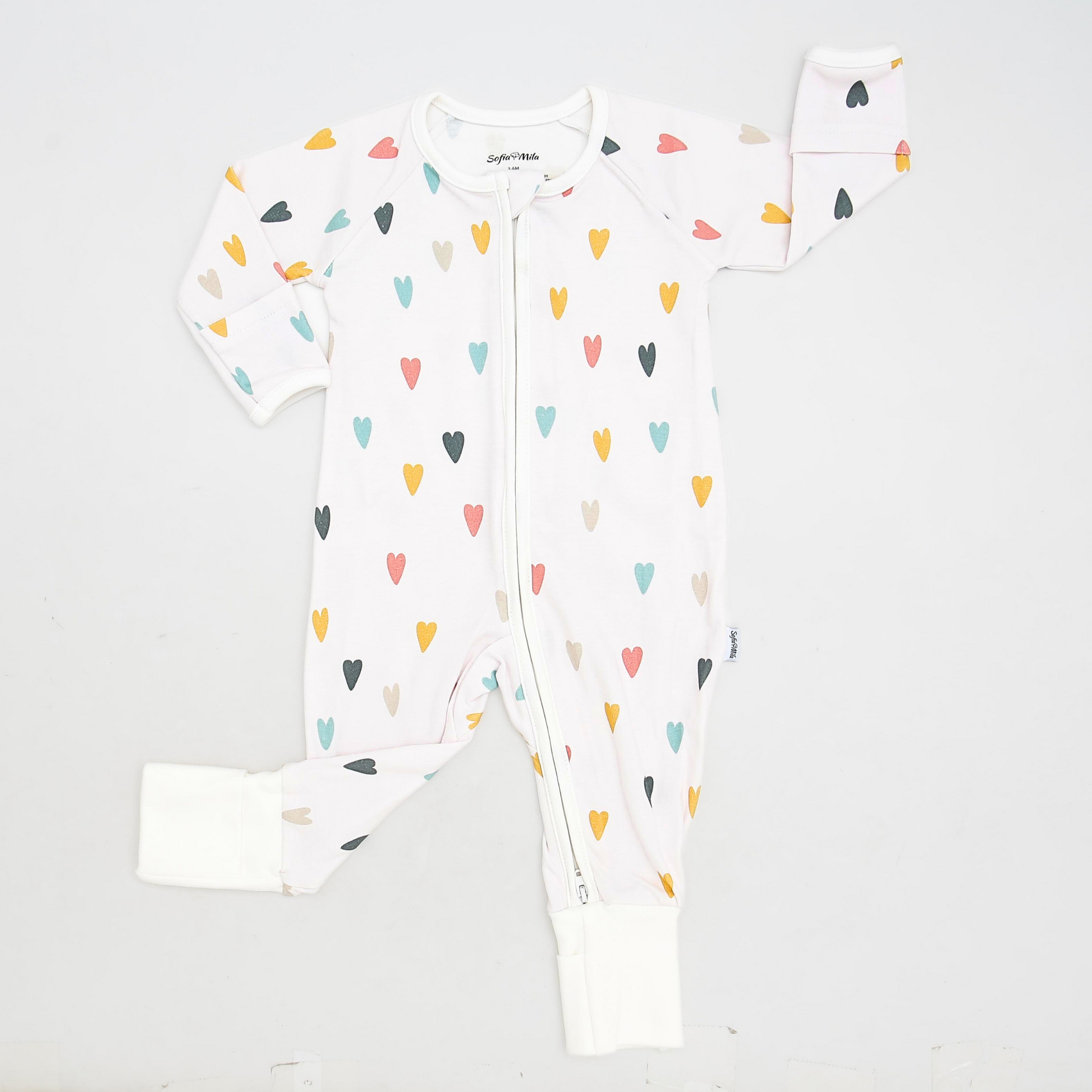 Organic Cotton Convertible Pajama Hearts - SofiaMila