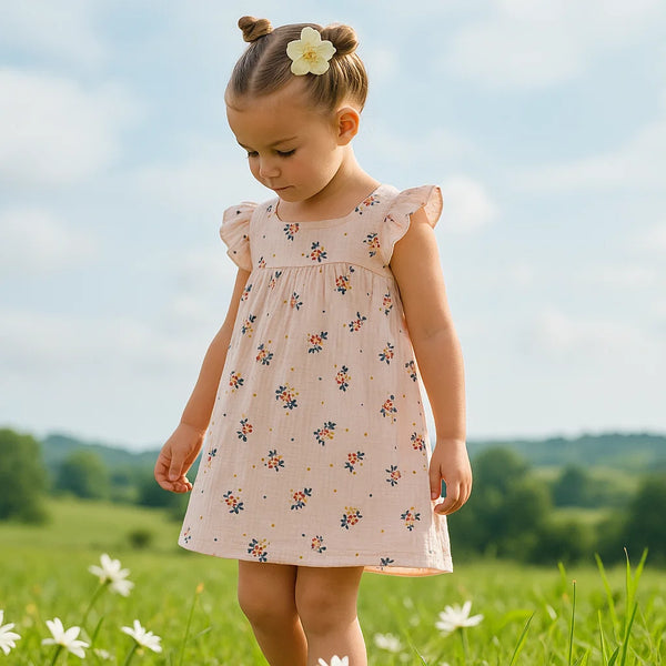 Organic Cotton Sleeveless Tiny Blooms Dress