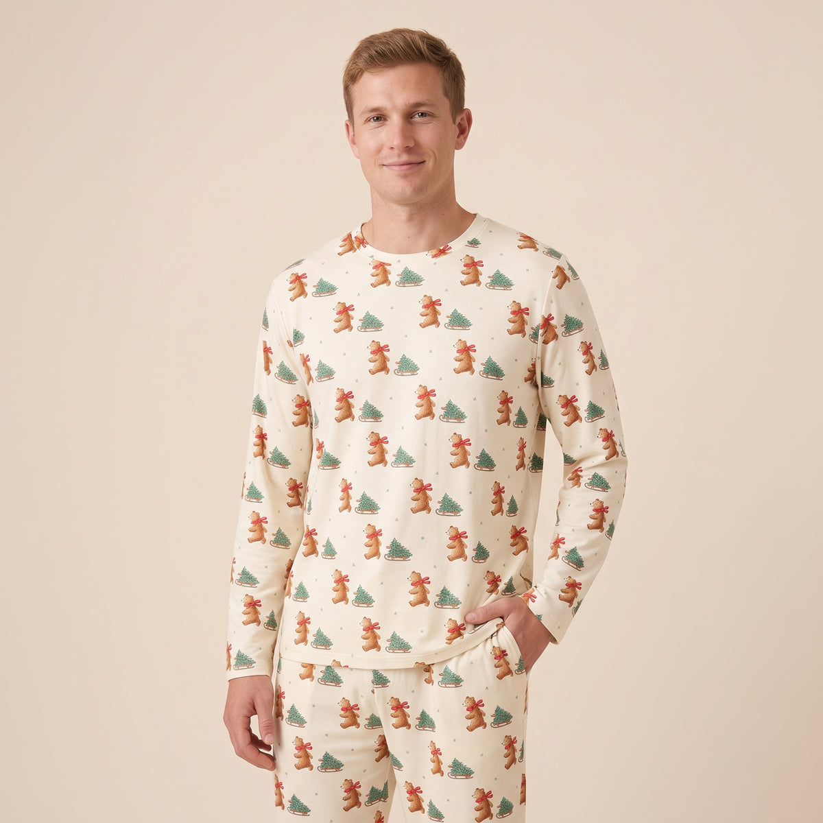 Unisex Adult Bamboo Pajama Set Winter Bear