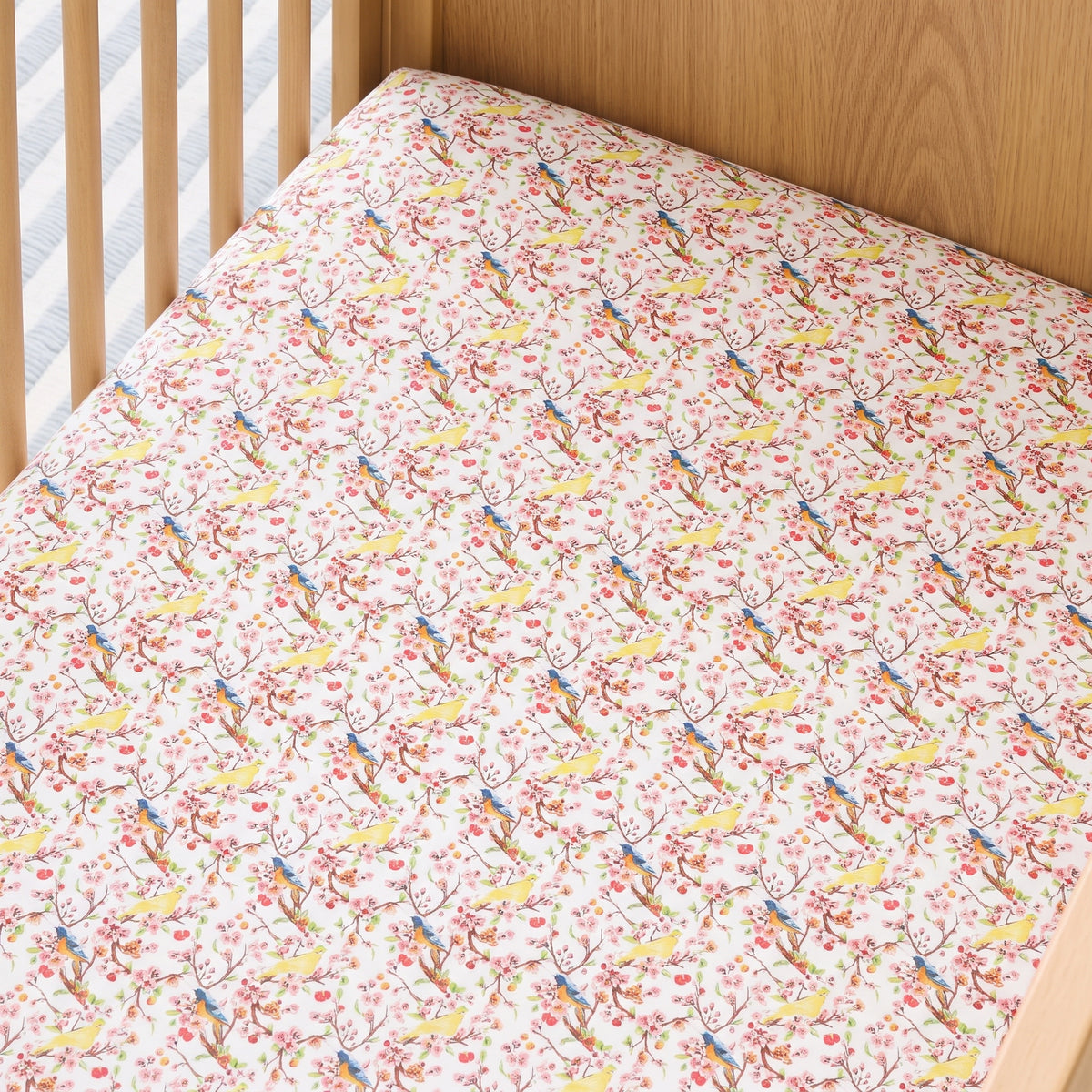 Bamboo Fitted Crib Sheet Cherry Blossom