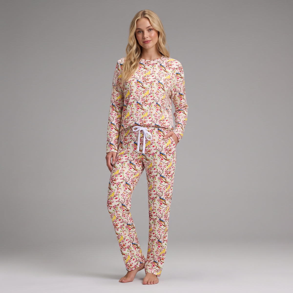 Unisex Adult Bamboo Pajama Set Cherry Blossom