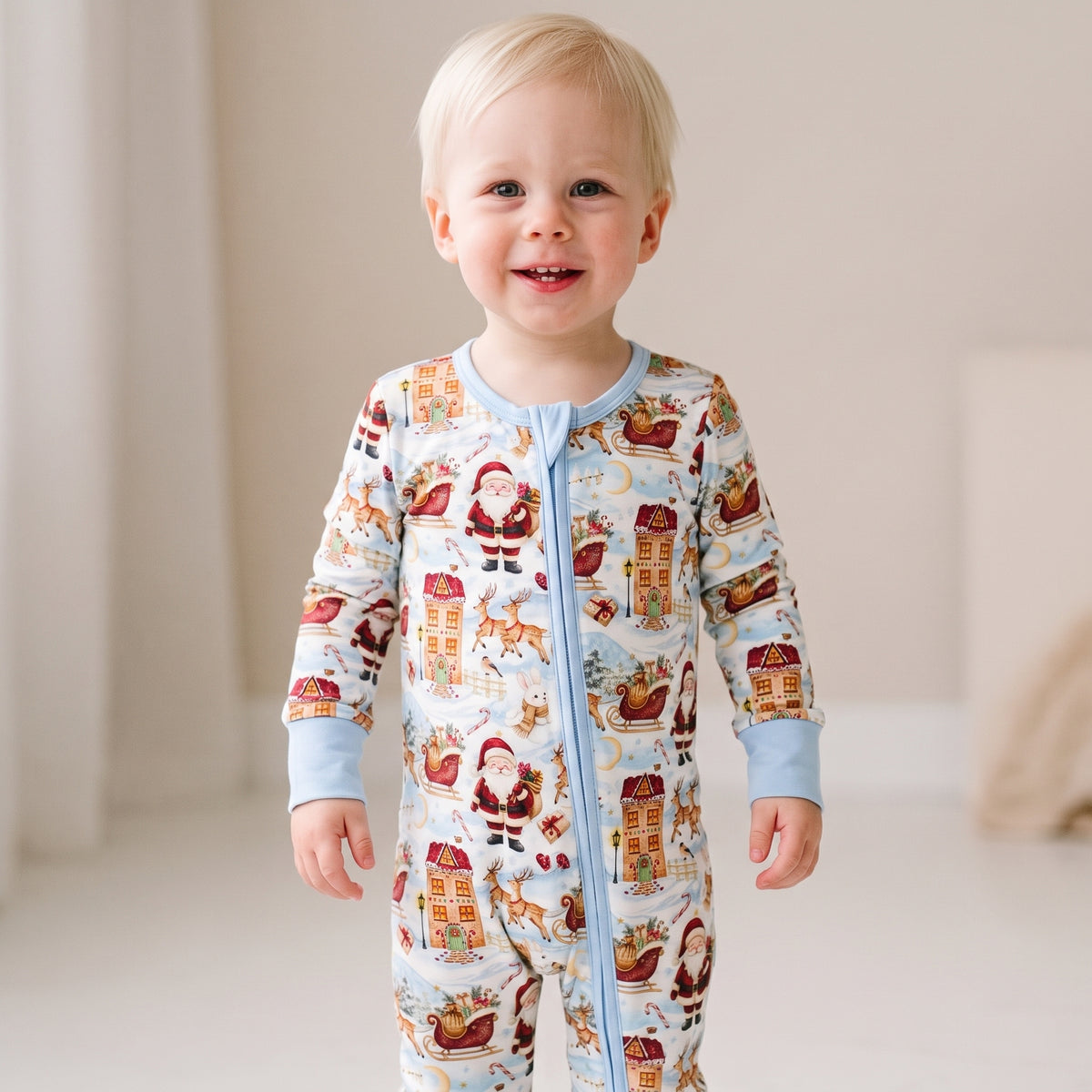 Bamboo Zippy Pajama Santa’s Sleigh