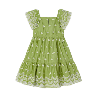 Green Embroidered Flower Dress