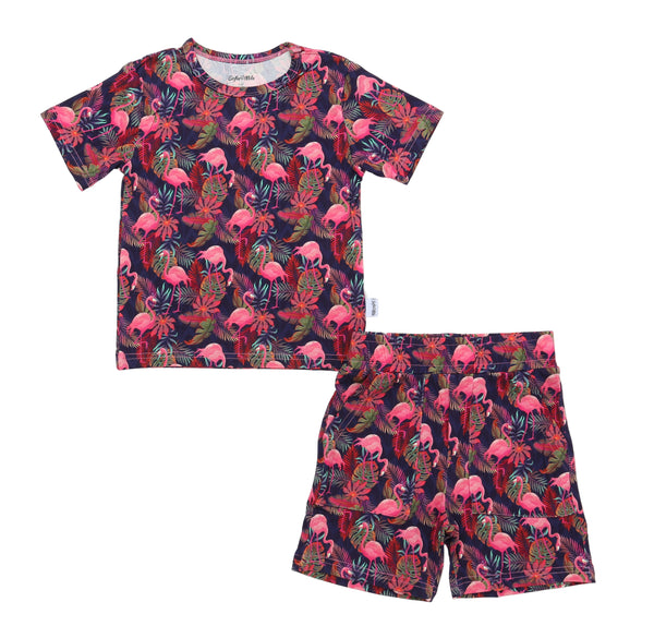 Bamboo Short Sleeve Two Piece Set Flamingo