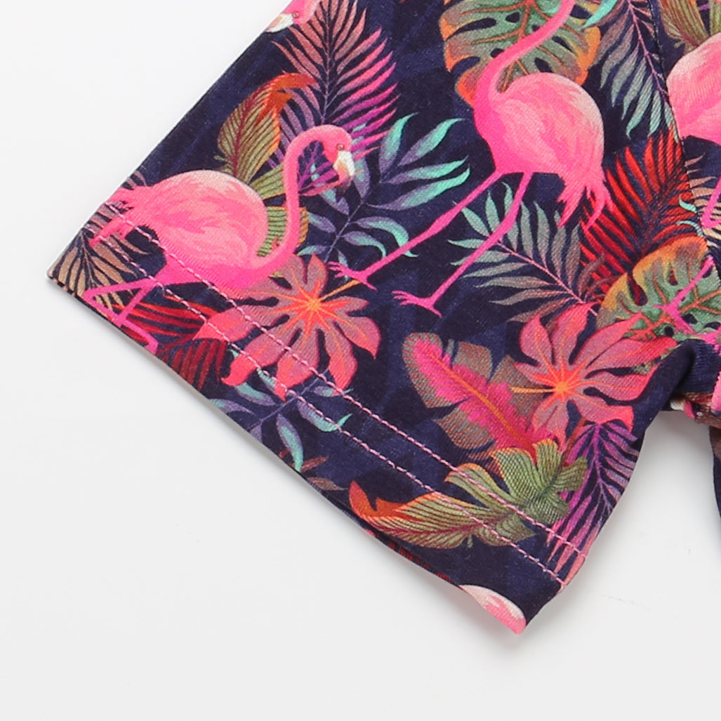Bamboo Short Sleeve Two-Piece Set Flamingo