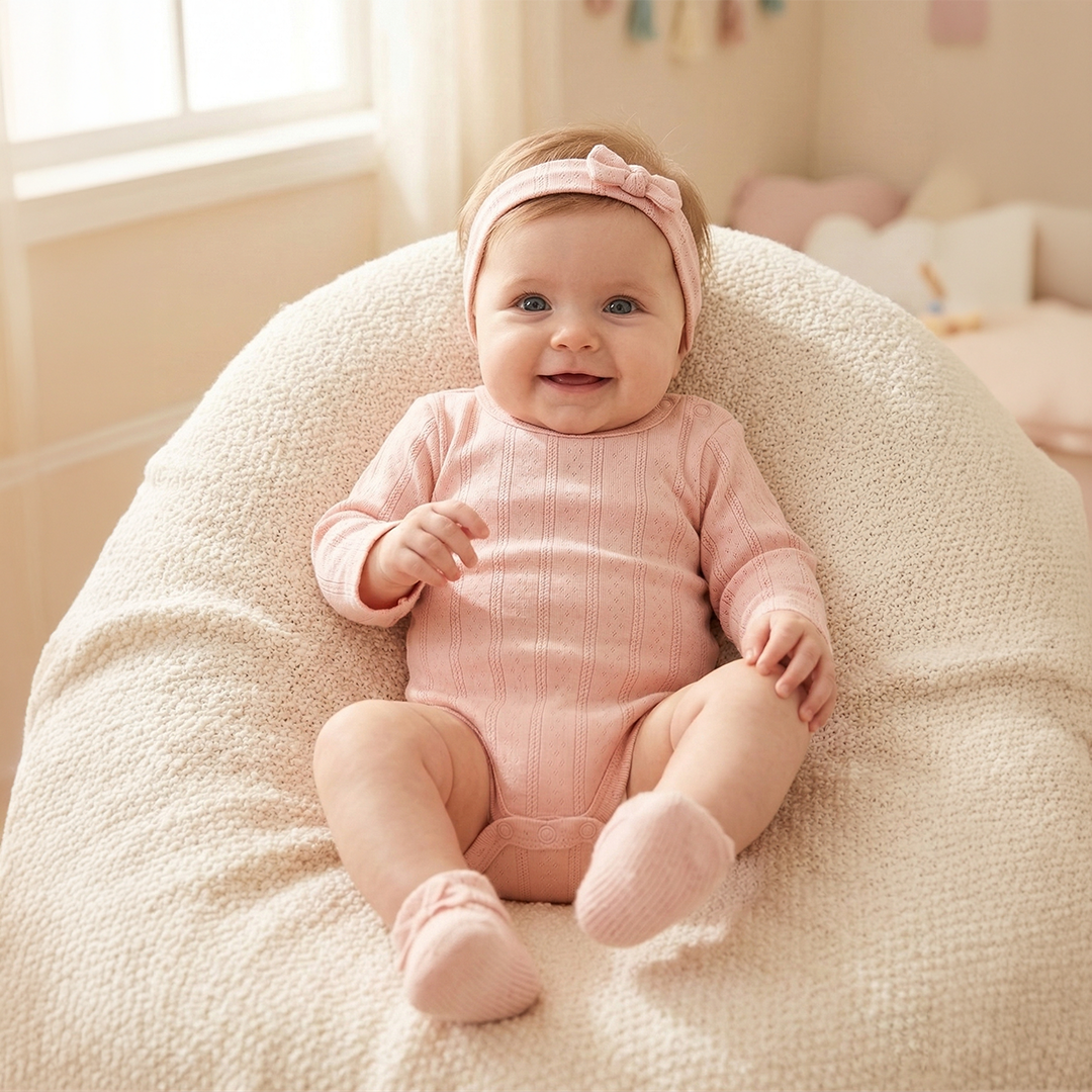 Organic Cotton Pointelle Kimono Baby Bodysuit