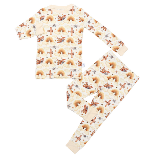 Bamboo Two Piece Pajama Neutral Skies