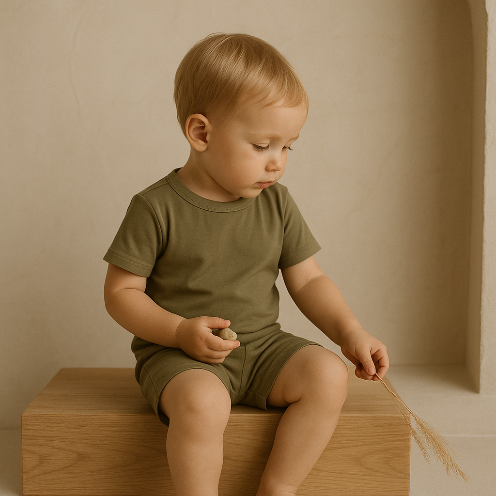 Bamboo Shorts & T-Shirt Set Olive Green