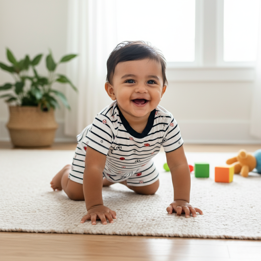 Organic Cotton Short Sleeve One-Piece Sports Print