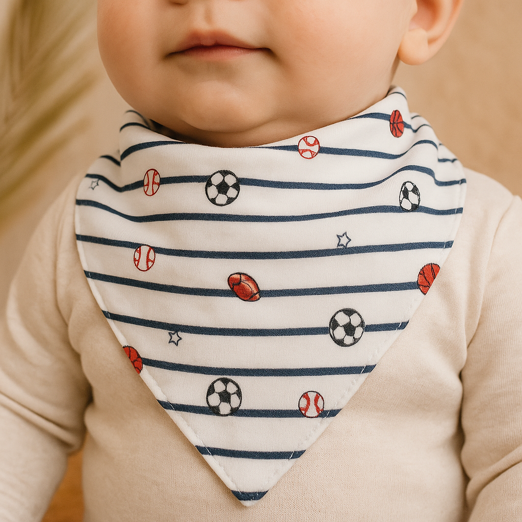 Organic Cotton Sports Print Bandana Bib