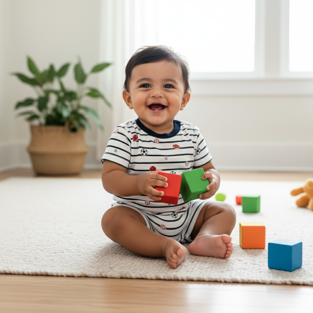 Organic Cotton Short Sleeve One-Piece Sports Print