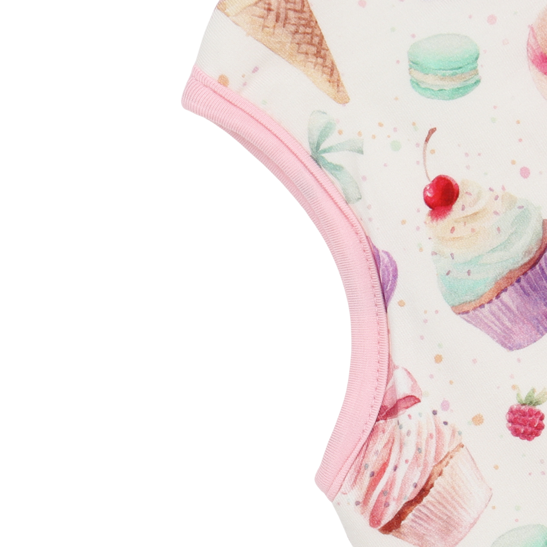 Pair of underwear with a dessert-themed pattern on a white background