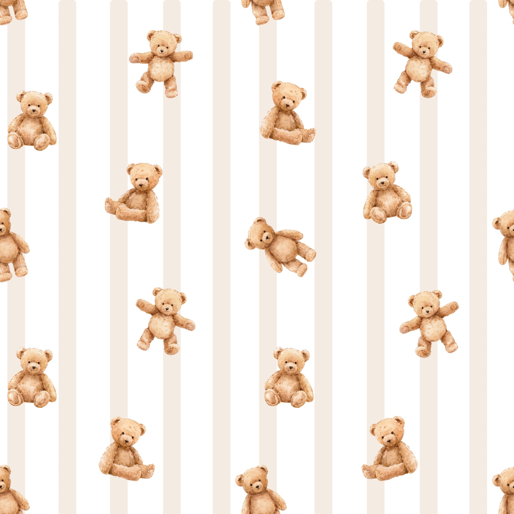 Pattern of small teddy bears on a white background