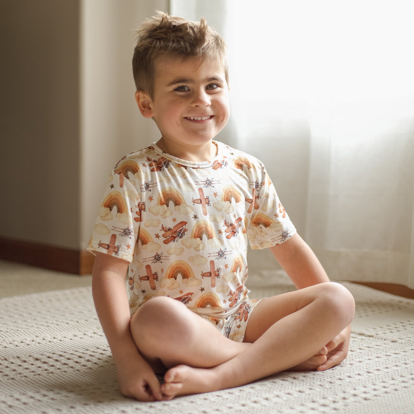 Bamboo Short Sleeve Two Piece Set Neutral Skies