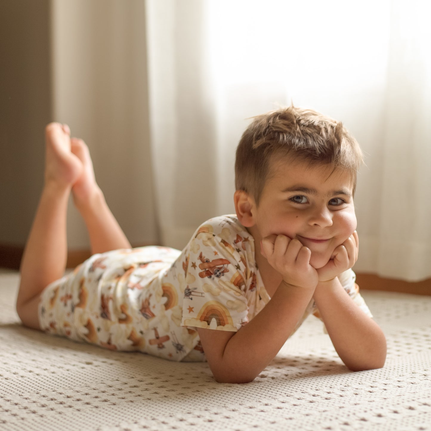 Bamboo Short Sleeve Two Piece Set Neutral Skies