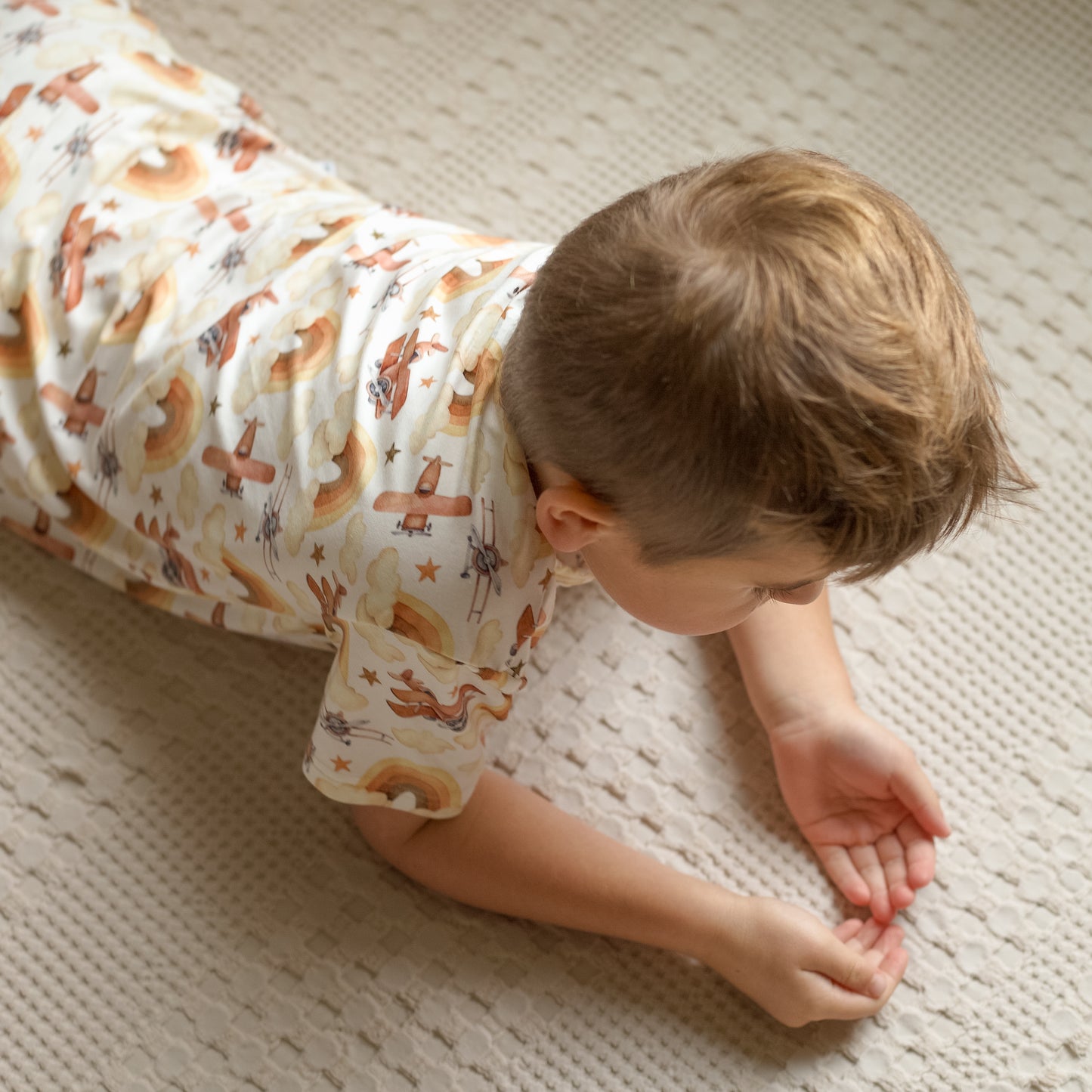 Bamboo Short Sleeve Two Piece Set Neutral Skies