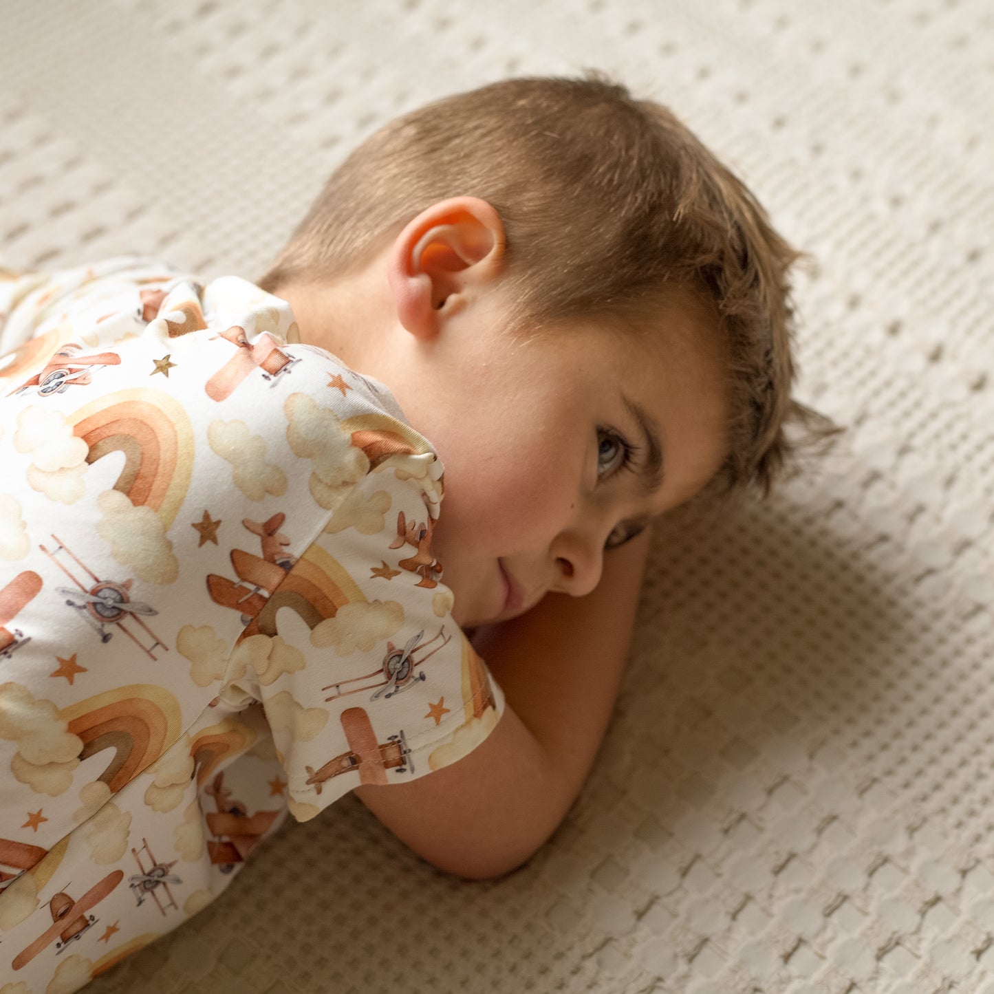 Bamboo Short Sleeve Two Piece Set Neutral Skies