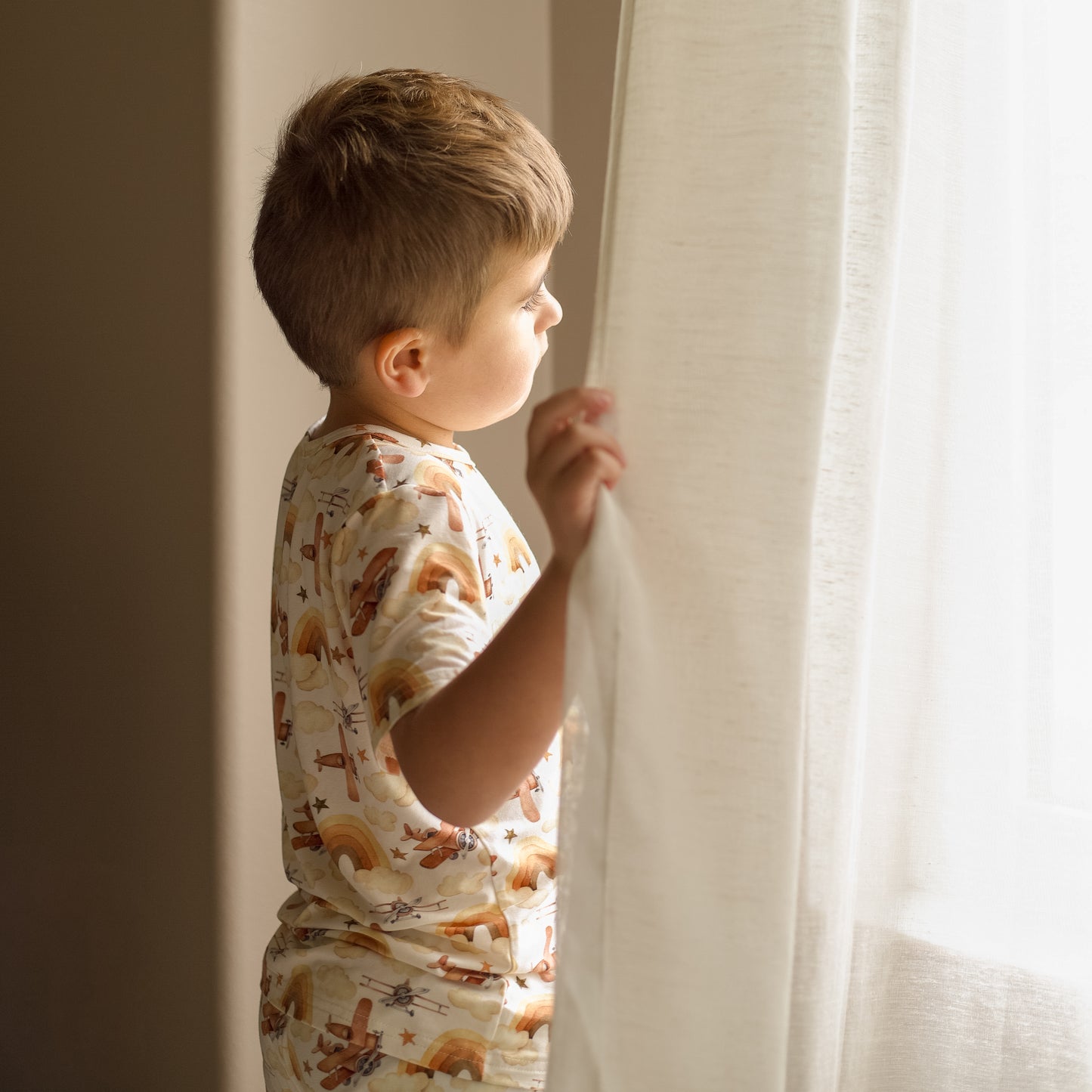Bamboo Short Sleeve Two Piece Set Neutral Skies