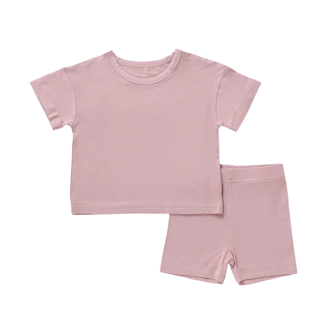 Bamboo Shorts & T-Shirt Set Plum Purple