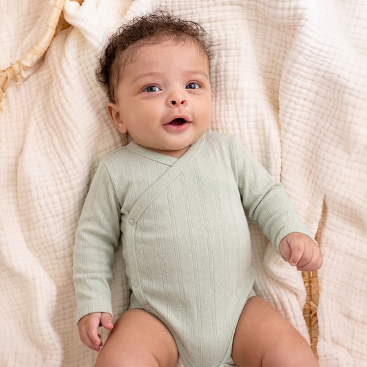 Organic Cotton Pointelle Kimono Baby Bodysuit