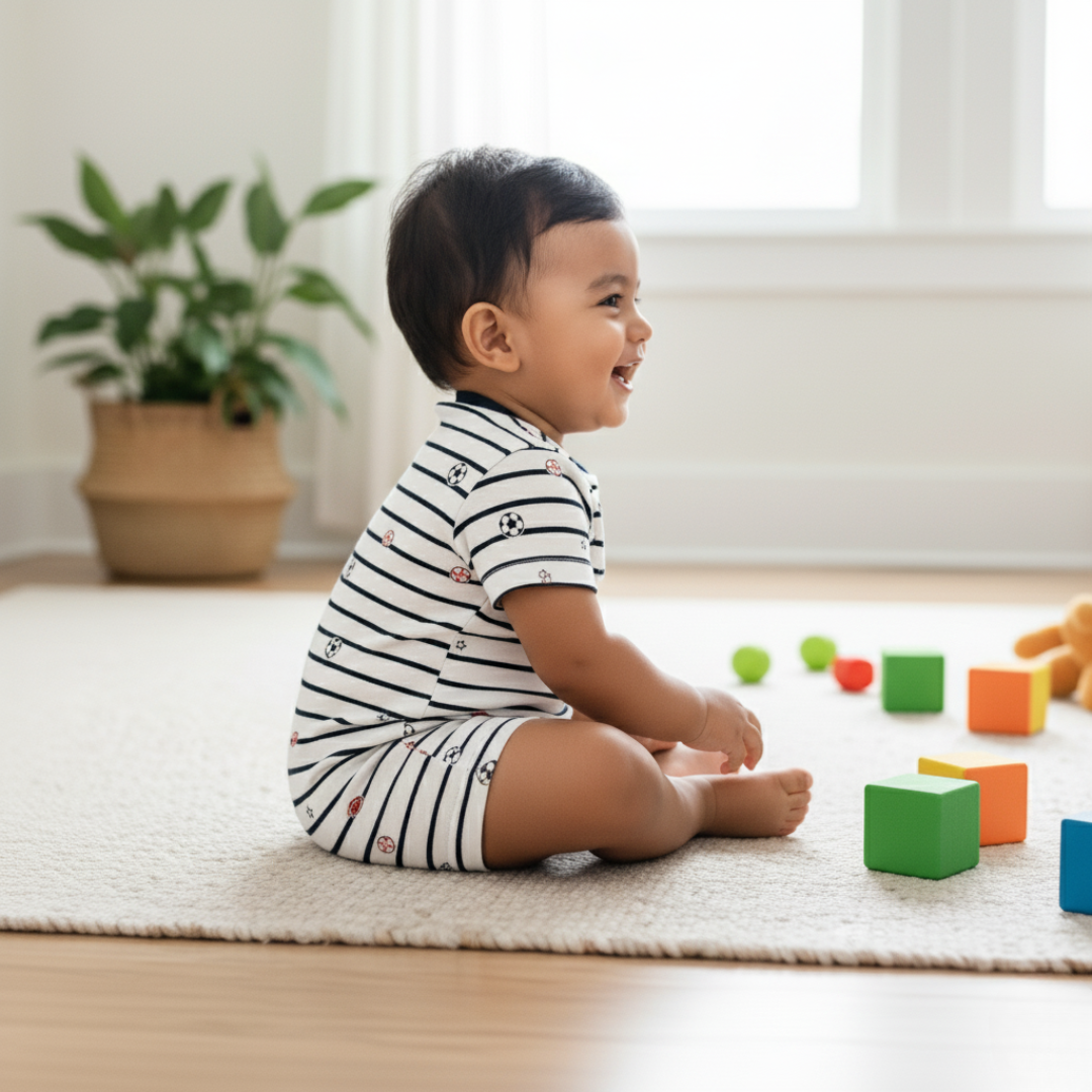 Organic Cotton Short Sleeve One-Piece Sports Print