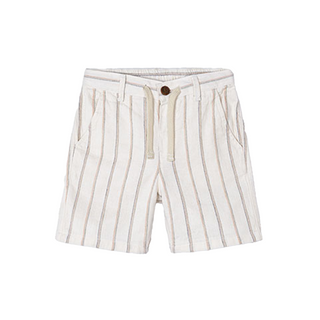 White Striped Linen Shorts