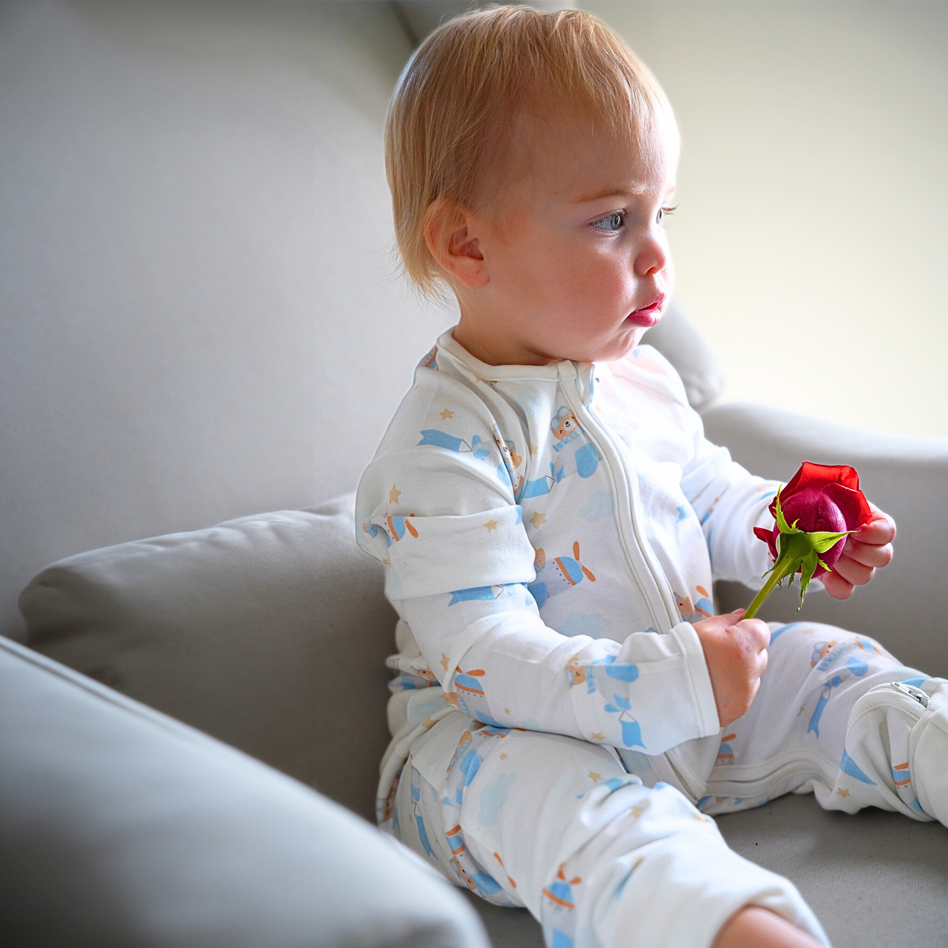 Organic Cotton Convertible Pajama Teddy Bear in Plane - SofiaMila