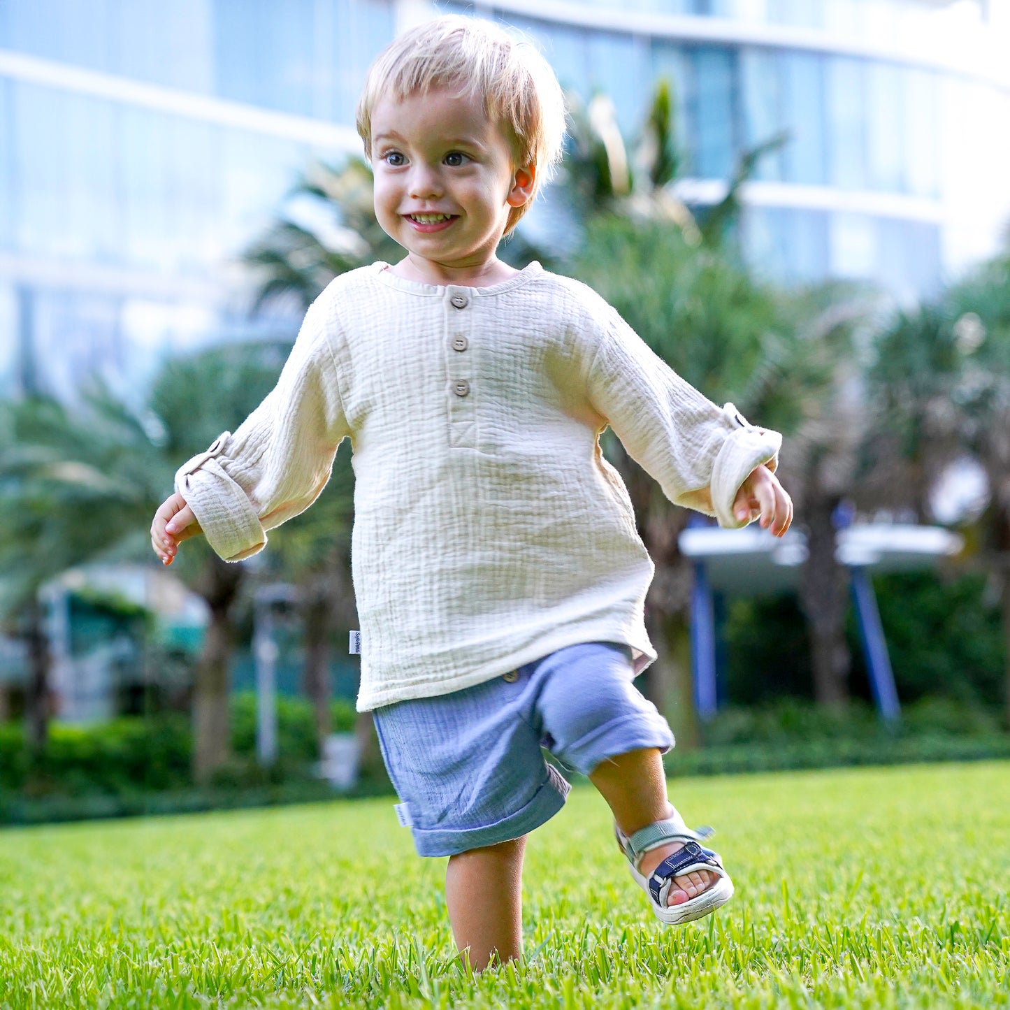 Organic Cotton Muslin Short Sleeve Shirt - SofiaMila