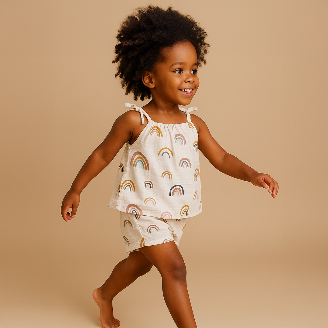 Organic Cotton Tie-Top Set Earthy Rainbows