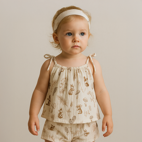 Organic Cotton Tie-Top Set Mushroom Meadow