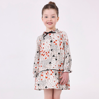 Girls Heart Printed Dress For Kids