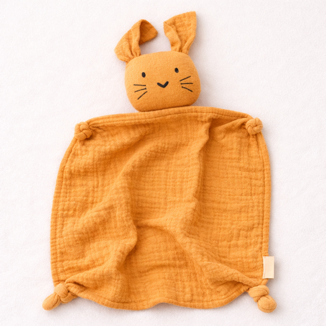 Small Organic Cotton Muslin Bunny Lovey Blanket