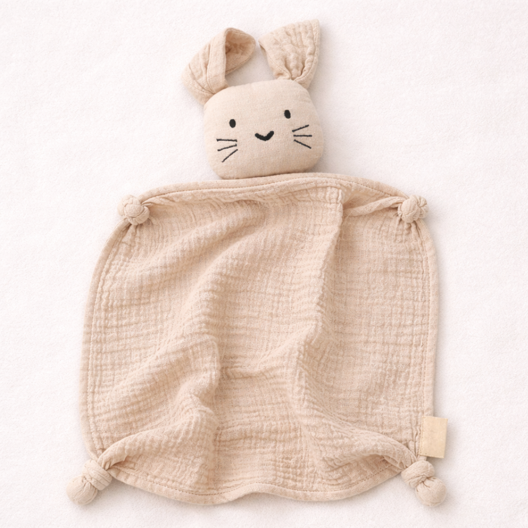 Small Organic Cotton Muslin Bunny Lovey Blanket