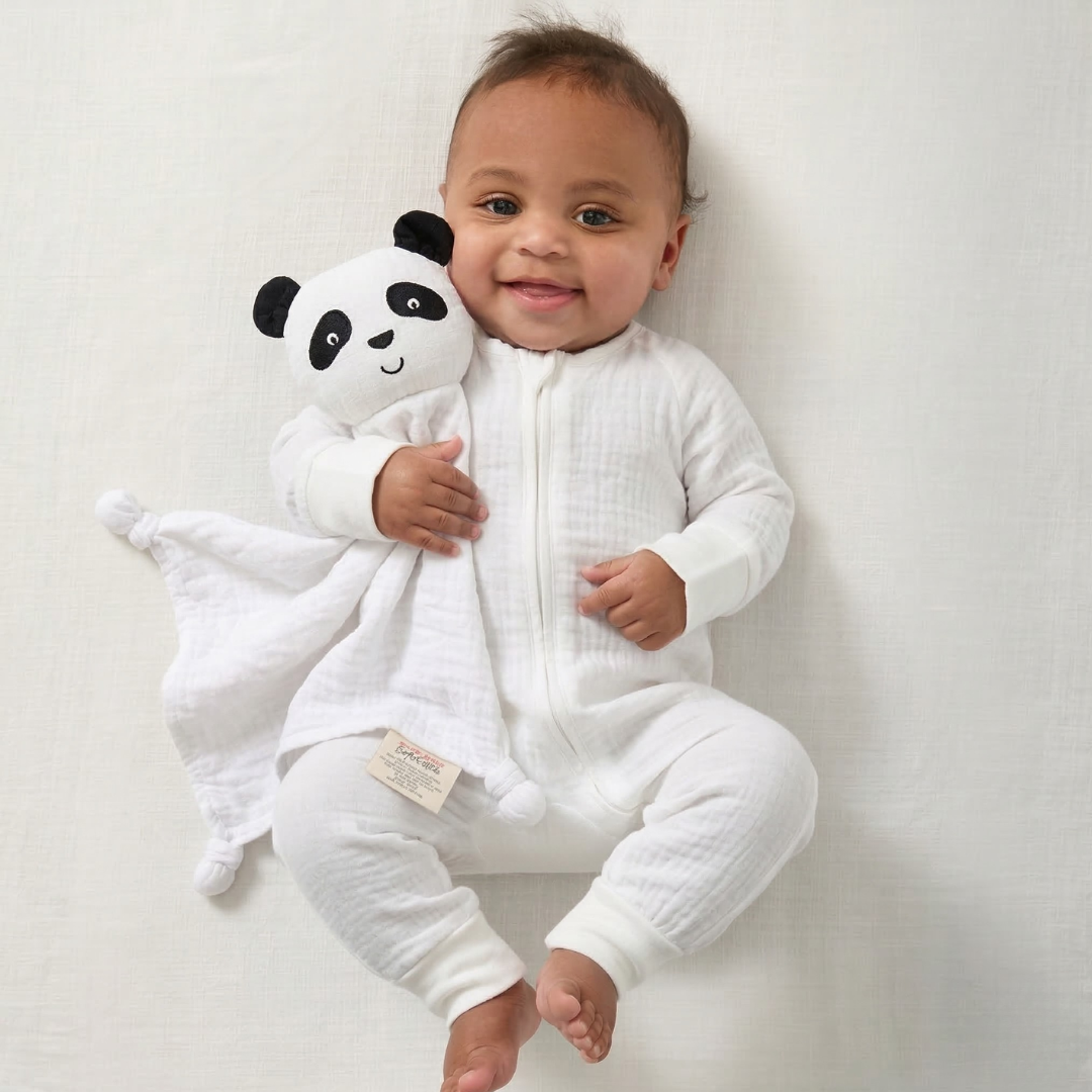 Organic Cotton Panda Bear Lovey Blanket