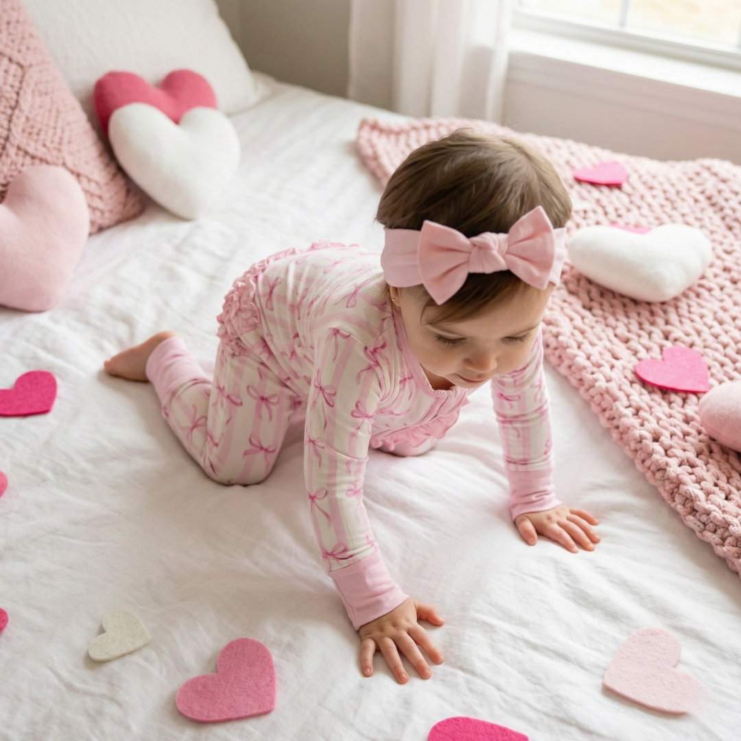 Bamboo Ruffle Zippy Pajama Rosy Ribbon