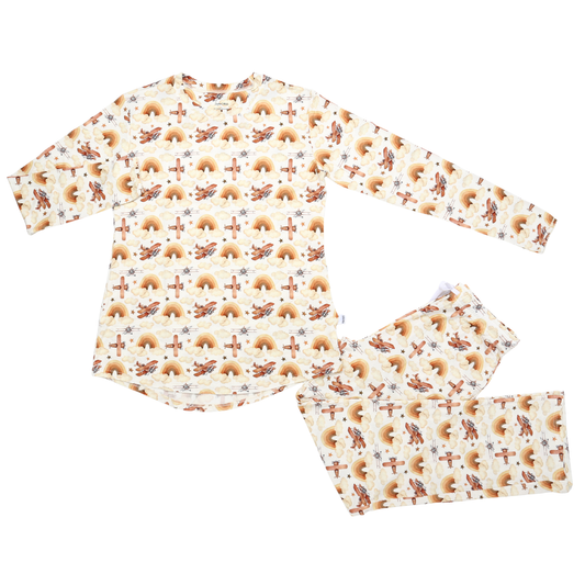 Women's Adult Bamboo Two Piece Neutral Skies