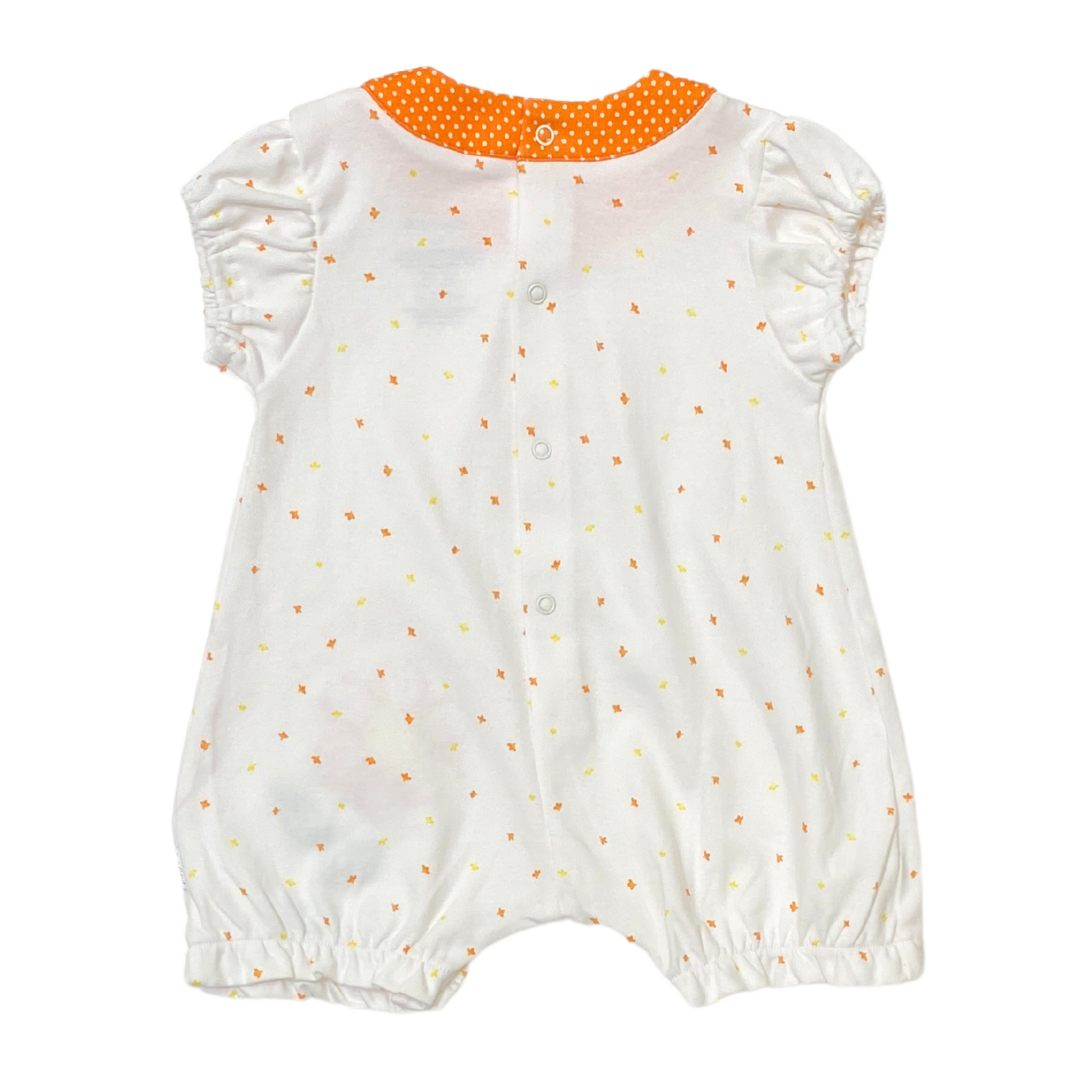 Orange Short Romper with Flower Embroidery - SofiaMila