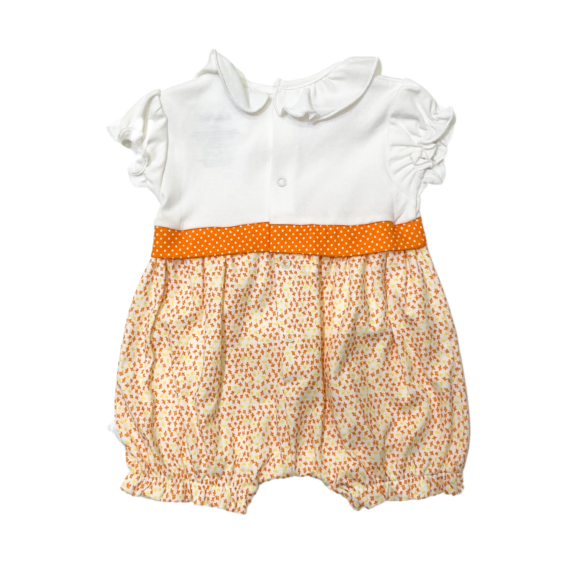 Orange Short Romper with Flower Embroidery - SofiaMila