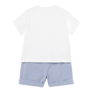 Blue and White Shirt and Shorts Set