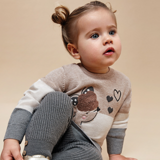 Neutral Girls Knit Pullover for Babies and Kids