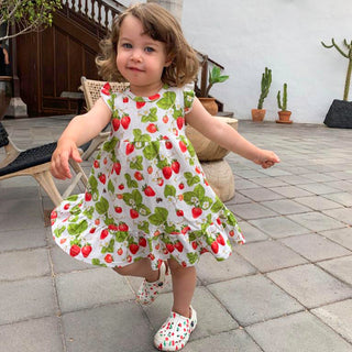 Girls' Strawberry Cotton Dress For Babies and Kids - SofiaMila