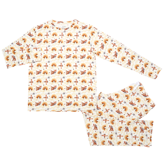 Men's Adult Bamboo Two Piece Pajama Neutral Skies