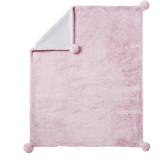 Pink Blanket With Pom Pom For Babies and Kids